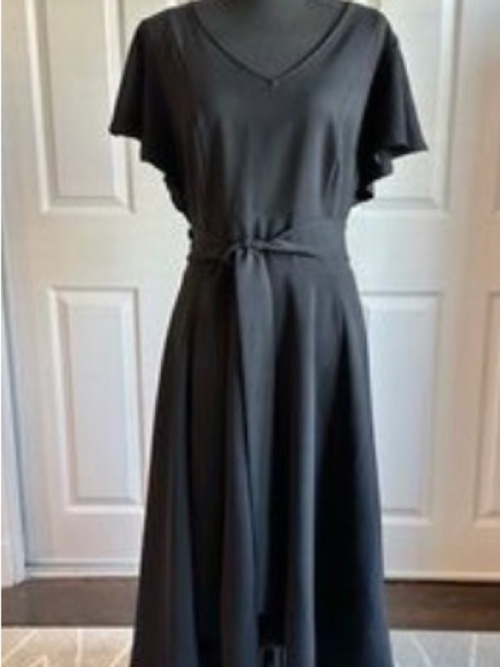 Lane Bryant Black Midi Dress with Flutter Sleeves